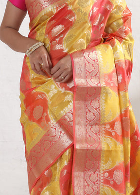 Rust Dupion Silk Saree With Blouse Piece - Indian Silk House Agencies