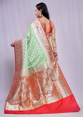 Green Banarasi Silk Saree With Blouse Piece - Indian Silk House Agencies