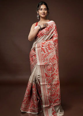 Pink Kantha Stitch Pure Silk Saree With Blouse Piece - Indian Silk House Agencies