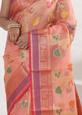 Cream Organza Saree With Blouse Piece - Indian Silk House Agencies