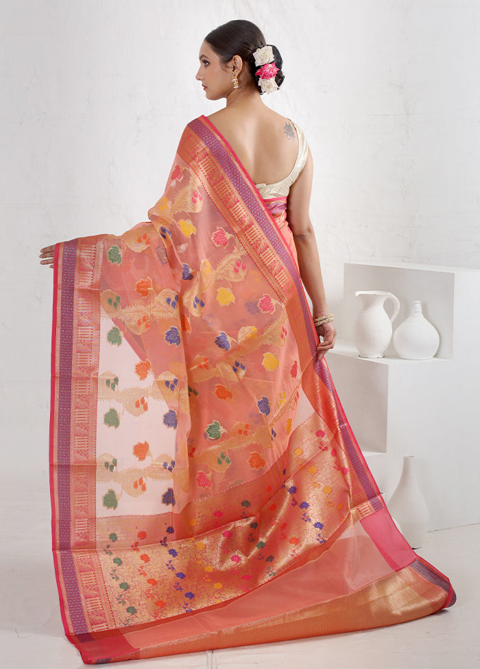 Cream Organza Saree With Blouse Piece - Indian Silk House Agencies