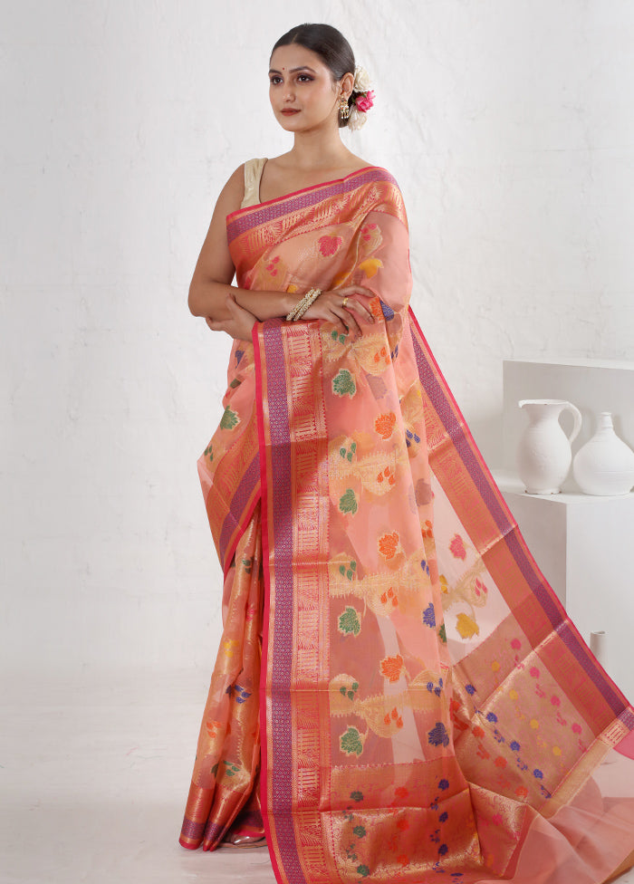 Cream Organza Saree With Blouse Piece - Indian Silk House Agencies