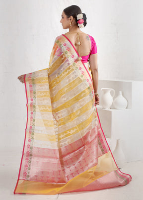 Yellow Organza Saree With Blouse Piece - Indian Silk House Agencies