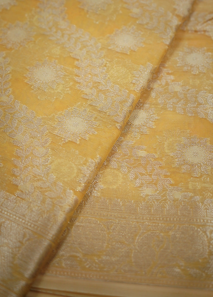 Yellow Organza Saree With Blouse Piece - Indian Silk House Agencies