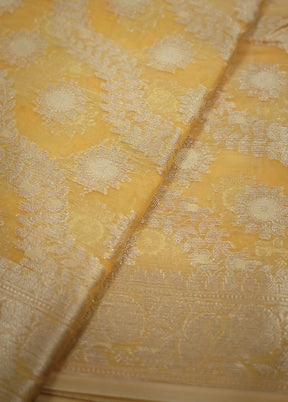 Yellow Organza Saree With Blouse Piece - Indian Silk House Agencies