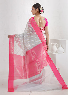 Grey Organza Saree With Blouse Piece - Indian Silk House Agencies