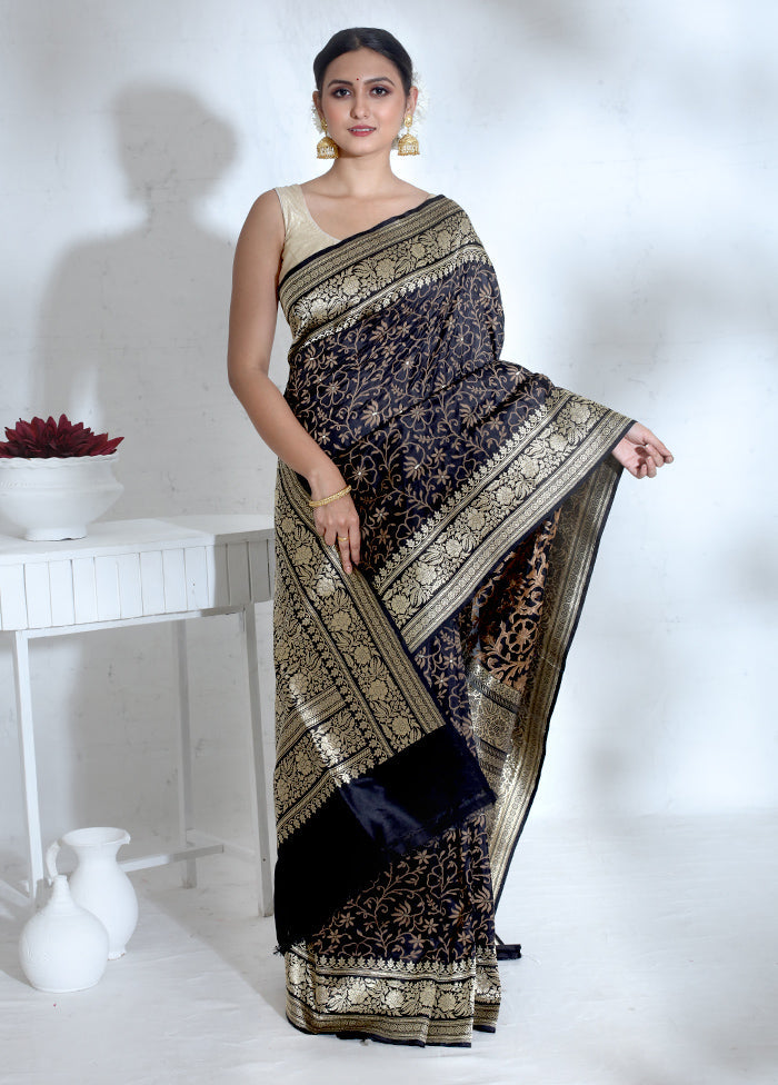 Blue Katan Pure Silk Saree With Blouse Piece - Indian Silk House Agencies