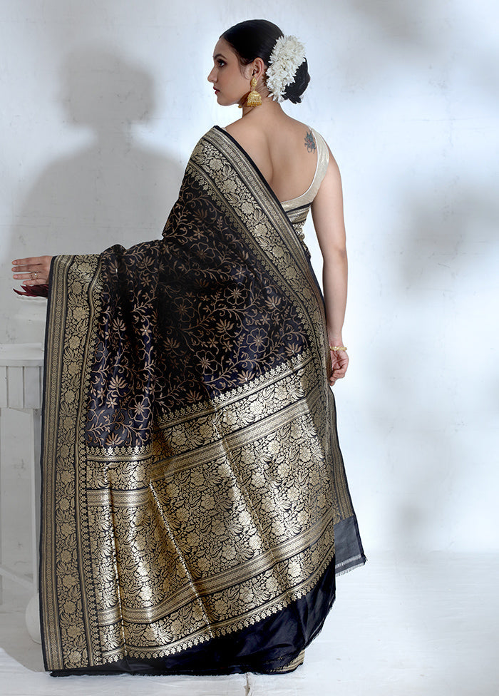 Blue Katan Pure Silk Saree With Blouse Piece - Indian Silk House Agencies