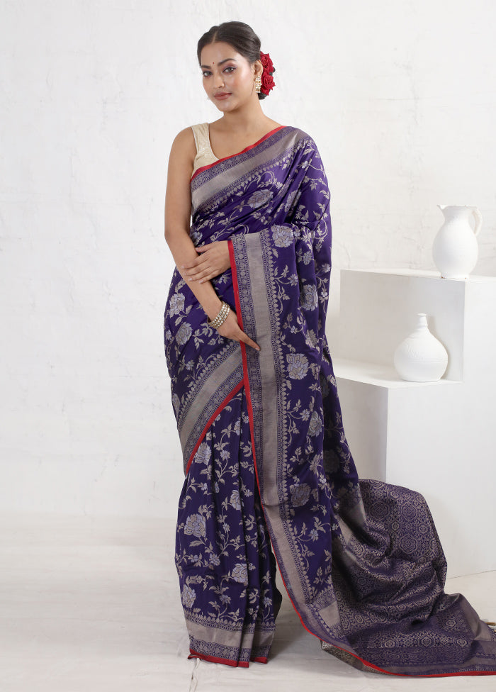 Blue Katan Pure Silk Saree With Blouse Piece - Indian Silk House Agencies