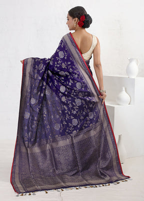 Blue Katan Pure Silk Saree With Blouse Piece - Indian Silk House Agencies