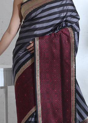 Black Katan Pure Silk Saree With Blouse Piece - Indian Silk House Agencies