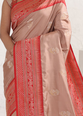 Cream Katan Pure Silk Saree With Blouse Piece - Indian Silk House Agencies