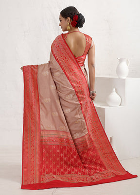 Cream Katan Pure Silk Saree With Blouse Piece - Indian Silk House Agencies