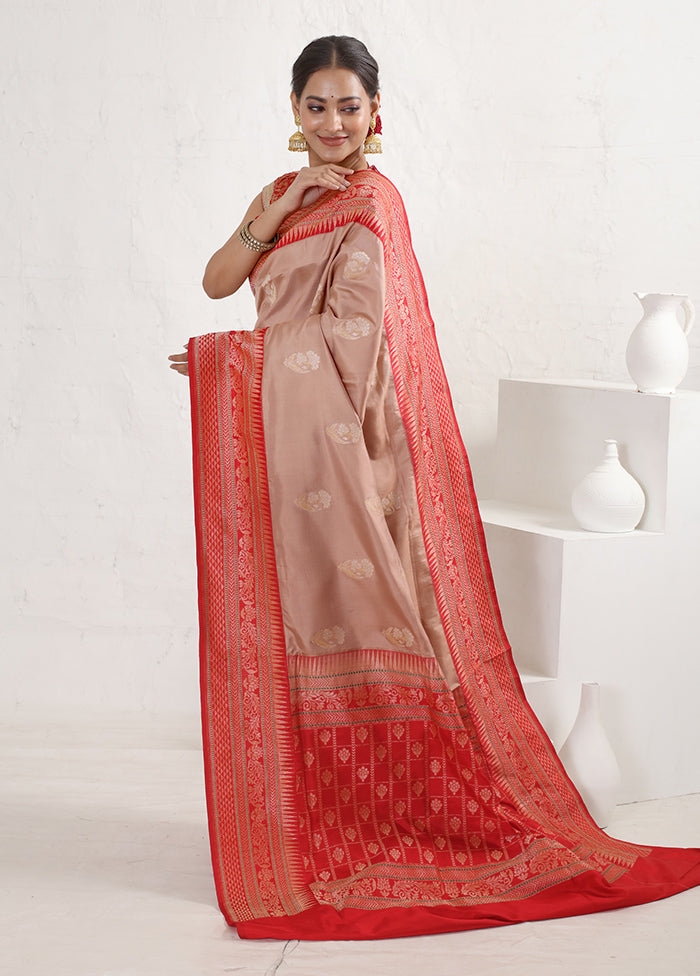 Cream Katan Pure Silk Saree With Blouse Piece - Indian Silk House Agencies