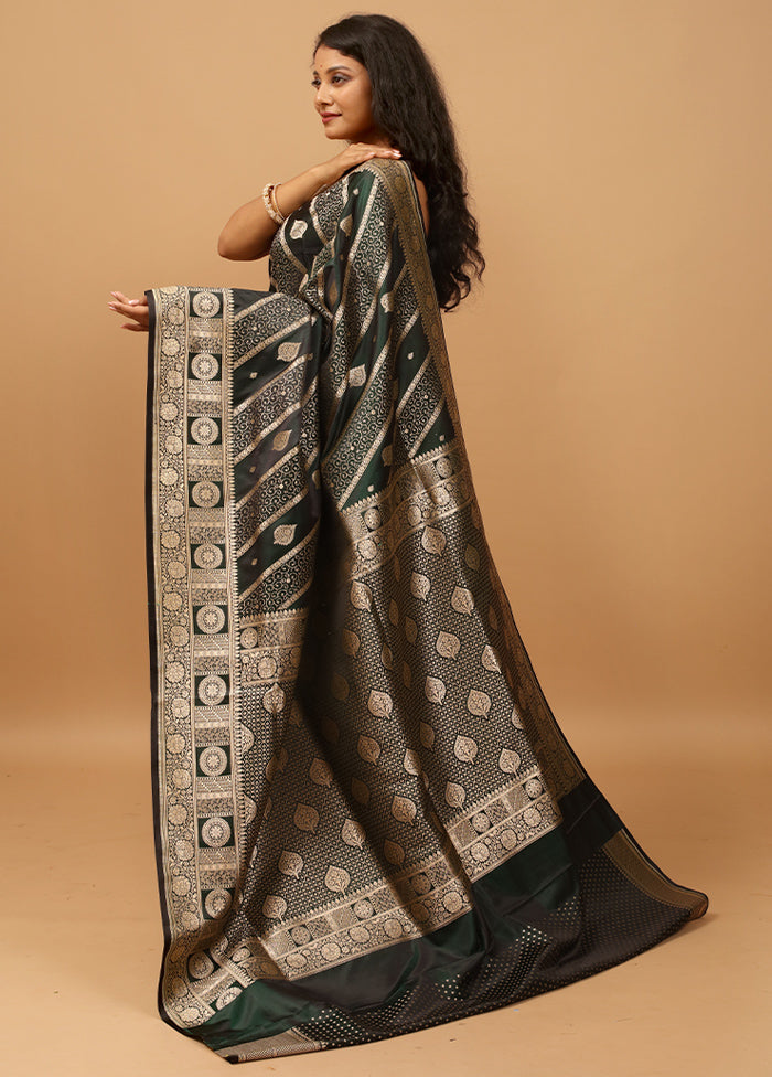 Green Banarasi Silk Saree With Blouse Piece