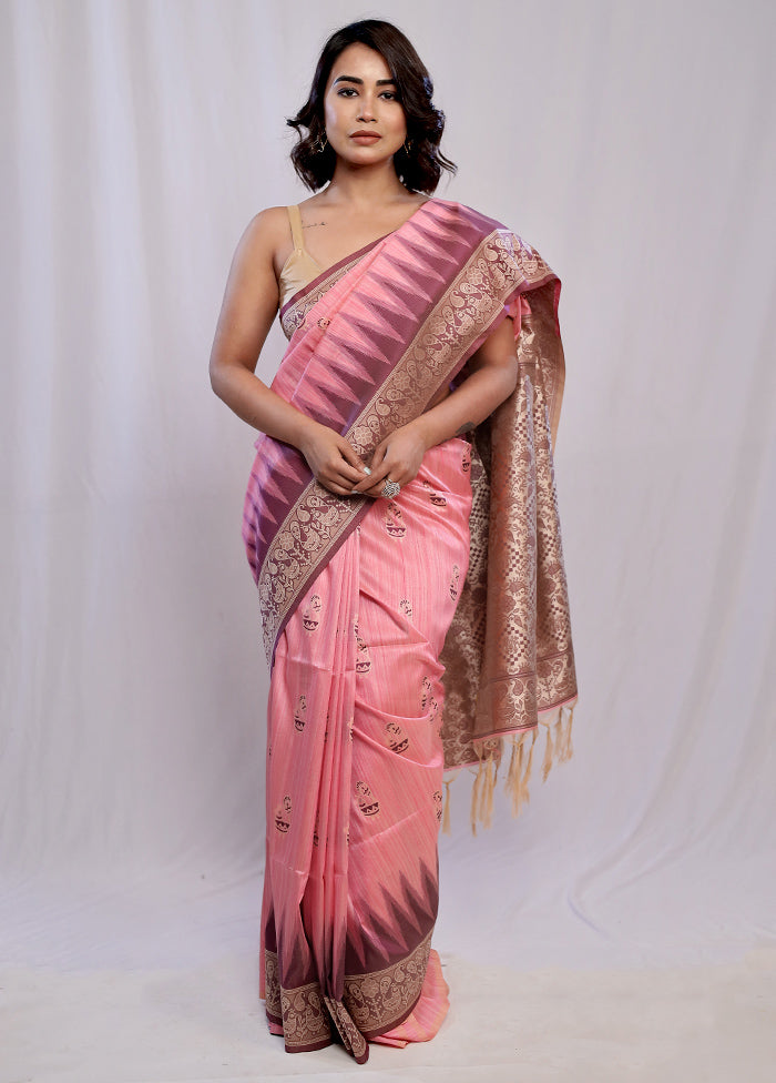 Pink Dupion Silk Saree With Blouse Piece - Indian Silk House Agencies