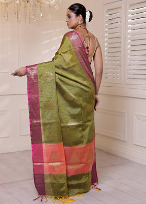 Multicolor Kora Silk Saree With Blouse Piece