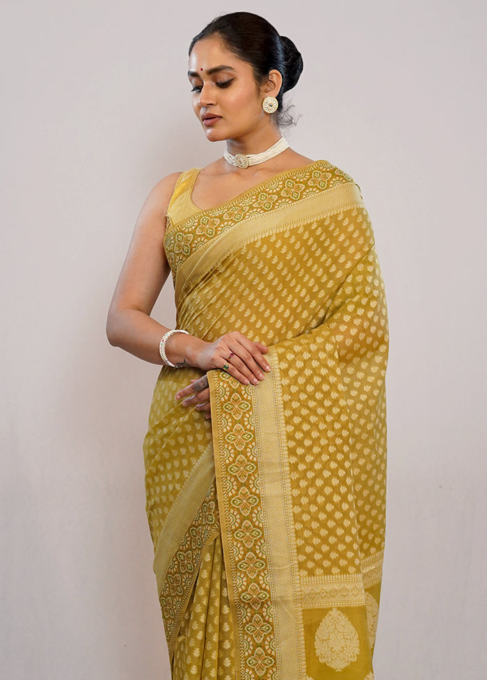 Green Cotton Saree With Blouse Piece - Indian Silk House Agencies