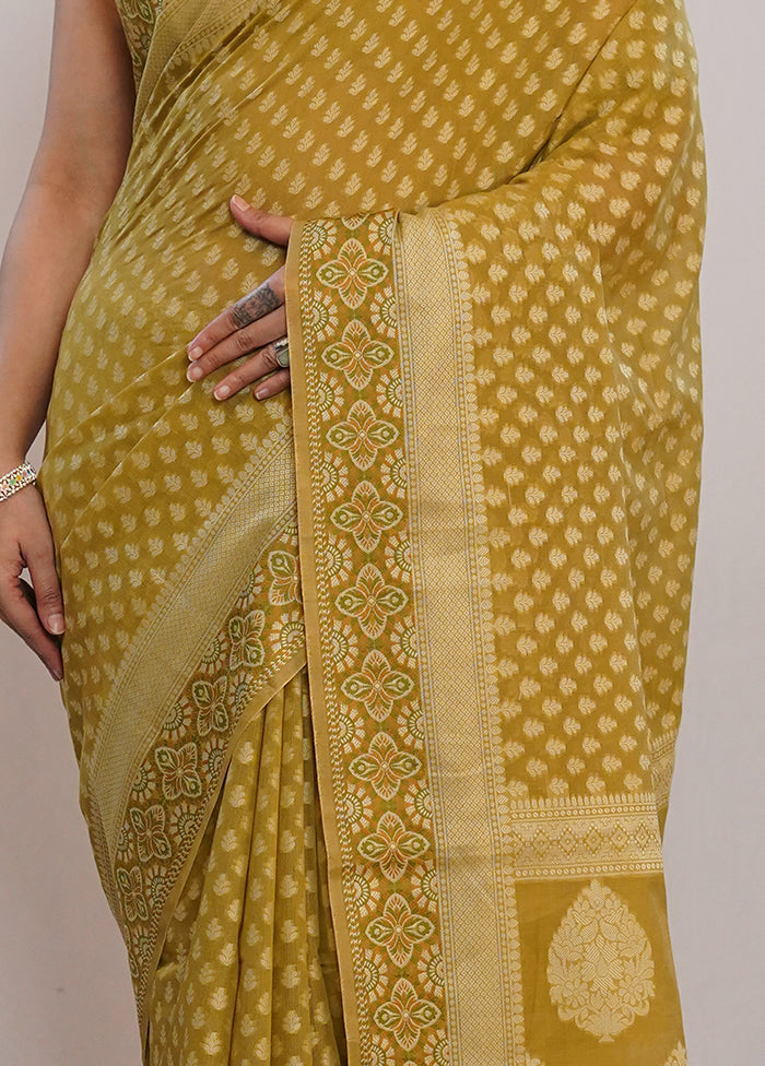 Green Cotton Saree With Blouse Piece - Indian Silk House Agencies