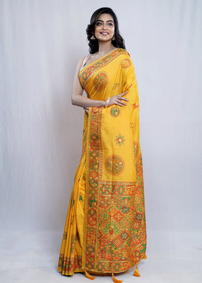 Yellow Dupion Silk Saree With Blouse Piece - Indian Silk House Agencies