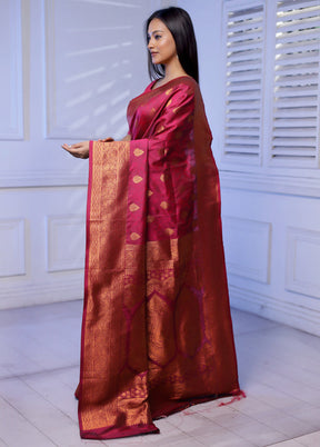 Purple Kanjivaram Silk Saree With Blouse Piece