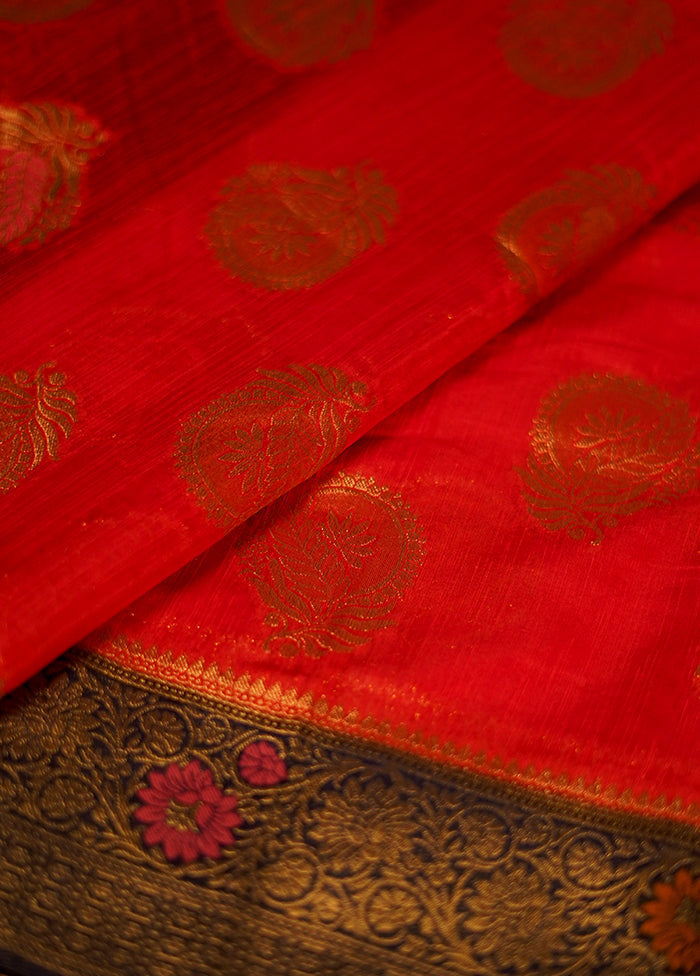 Red Organza Saree With Blouse Piece - Indian Silk House Agencies