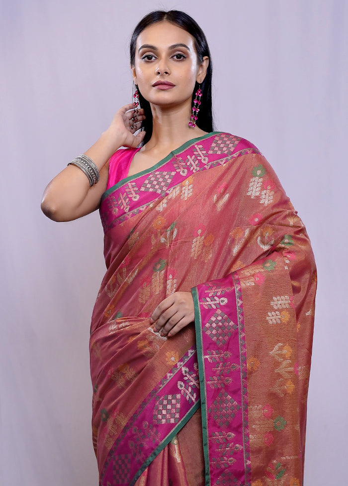 Rust Kora Silk Saree With Blouse Piece - Indian Silk House Agencies