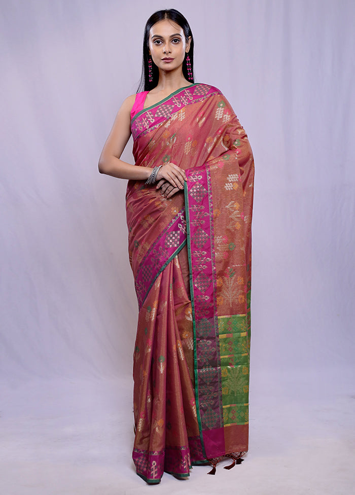 Rust Kora Silk Saree With Blouse Piece - Indian Silk House Agencies