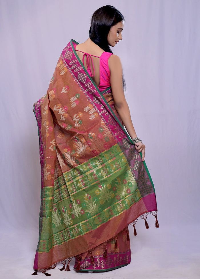 Rust Kora Silk Saree With Blouse Piece - Indian Silk House Agencies