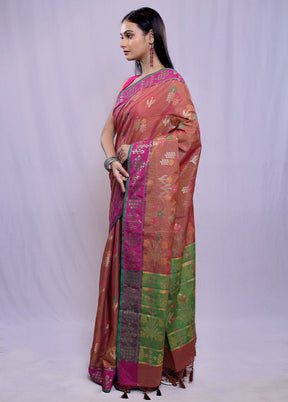 Rust Kora Silk Saree With Blouse Piece - Indian Silk House Agencies