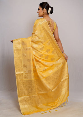 Yellow Kora Silk Saree With Blouse Piece - Indian Silk House Agencies