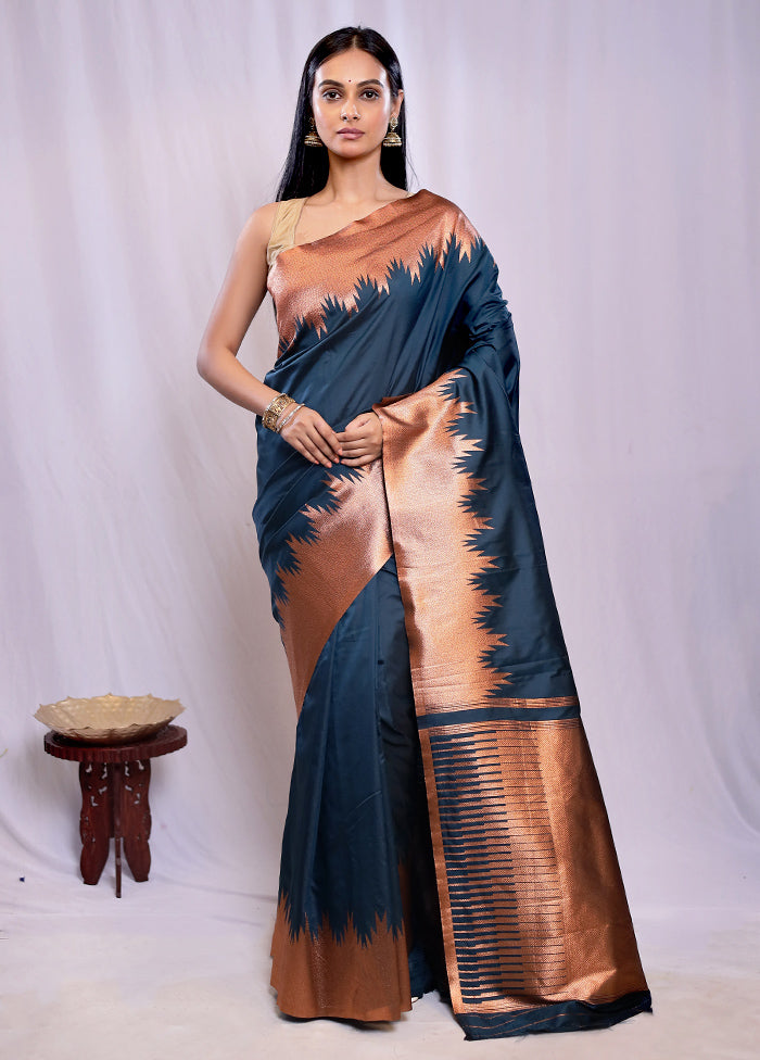 Green Kanjivaram Silk Saree With Blouse Piece - Indian Silk House Agencies