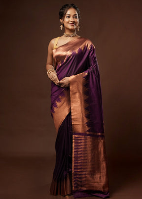 Purple Kanjivaram Silk Saree With Blouse Piece - Indian Silk House Agencies