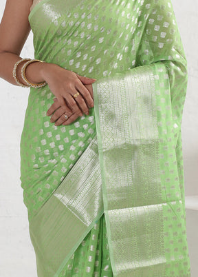 Green Kora Silk Saree With Blouse Piece - Indian Silk House Agencies