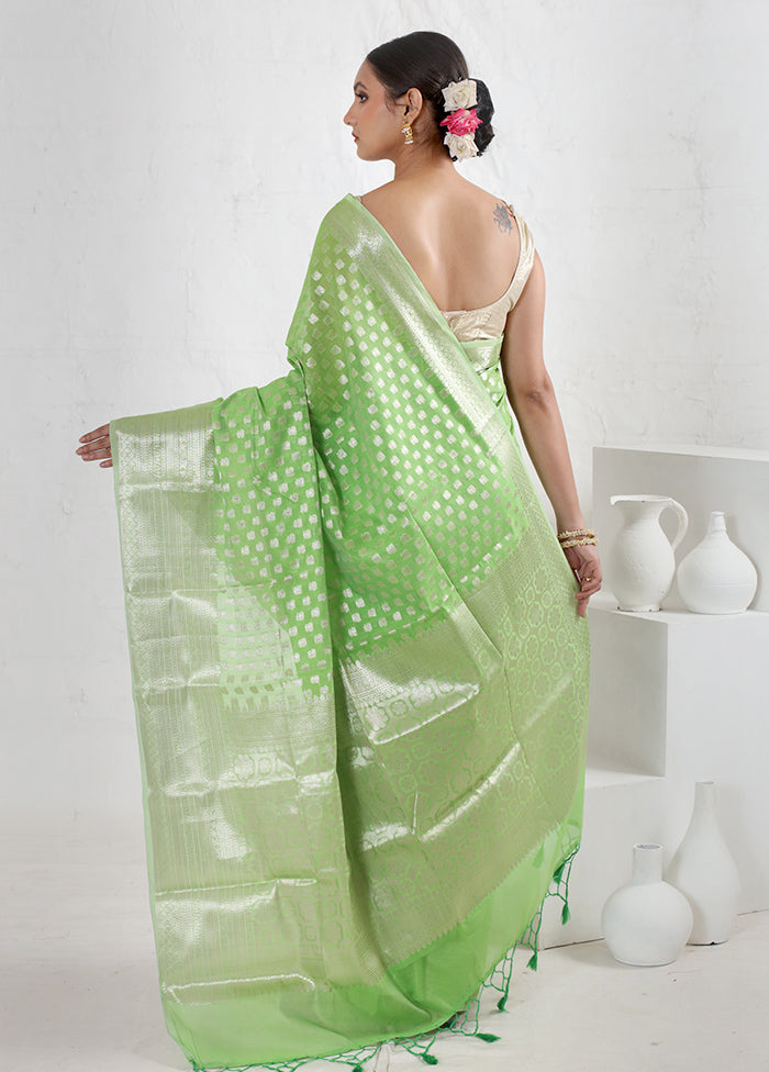 Green Kora Silk Saree With Blouse Piece - Indian Silk House Agencies