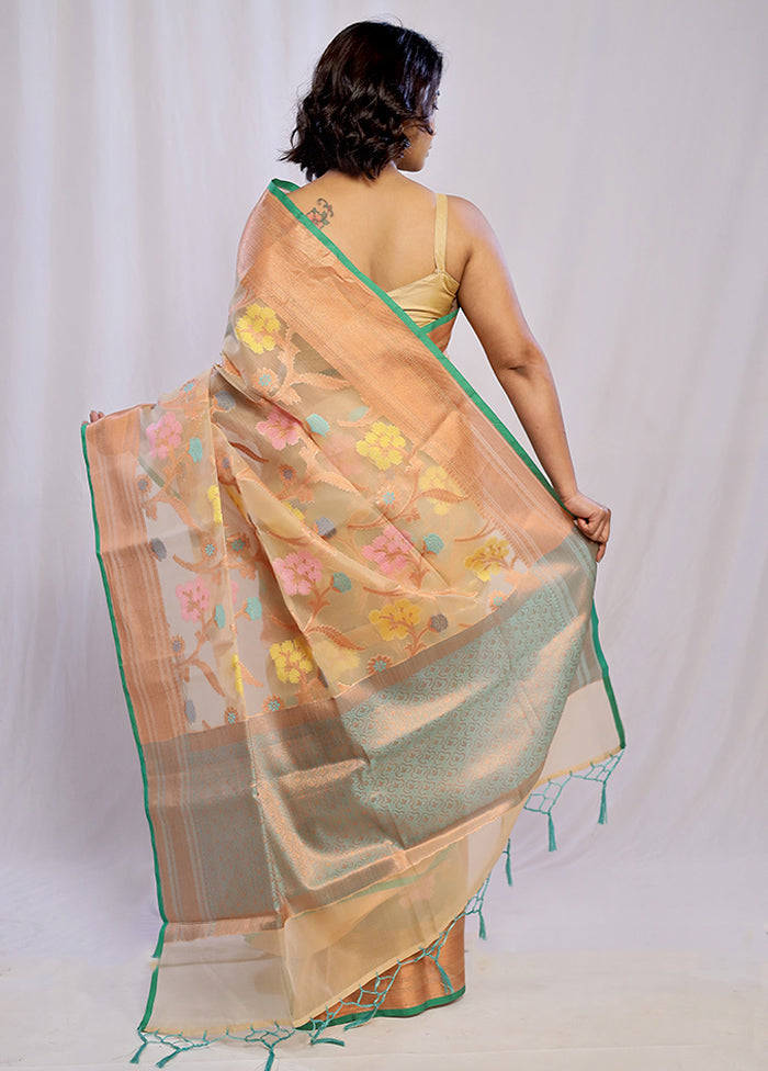 Cream Organza Saree With Blouse Piece - Indian Silk House Agencies