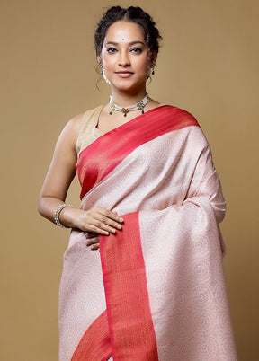 Cream Dupion Silk Saree With Blouse Piece