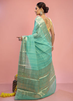 Green Dupion Silk Saree With Blouse Piece - Indian Silk House Agencies