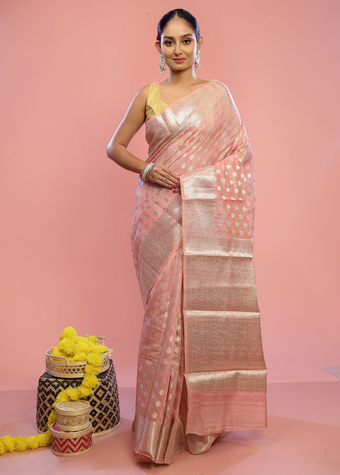 Pink Kora Silk Saree With Blouse Piece - Indian Silk House Agencies