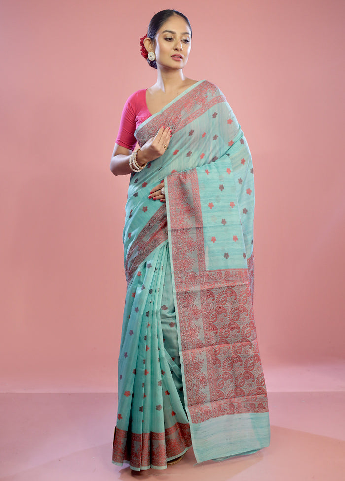 Green Kora Silk Saree With Blouse Piece - Indian Silk House Agencies