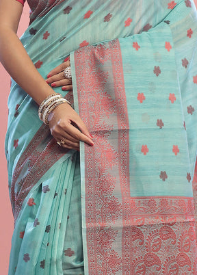 Green Kora Silk Saree With Blouse Piece - Indian Silk House Agencies