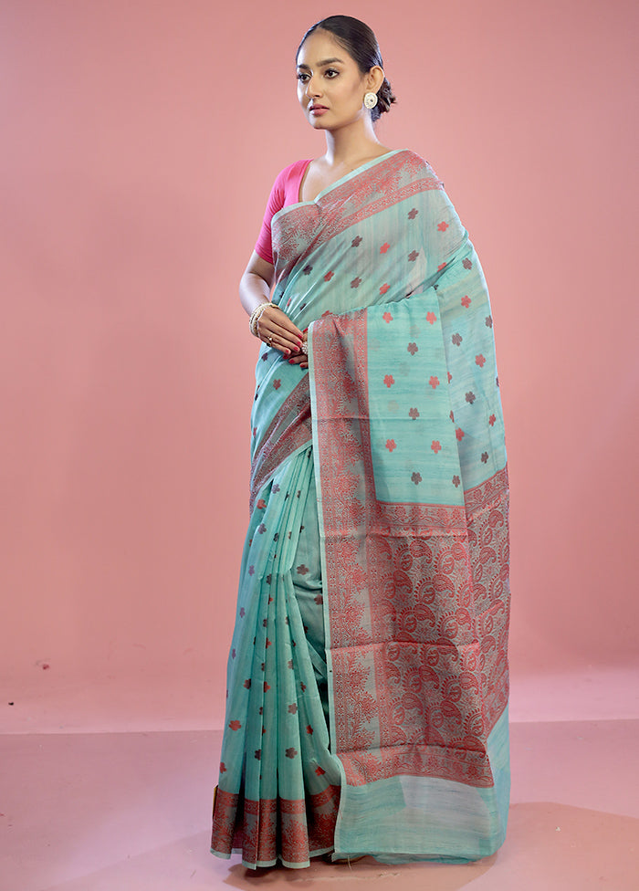 Green Kora Silk Saree With Blouse Piece - Indian Silk House Agencies