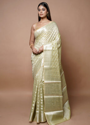 Cream Kora Silk Saree With Blouse Piece