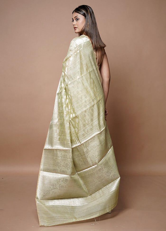 Cream Kora Silk Saree With Blouse Piece