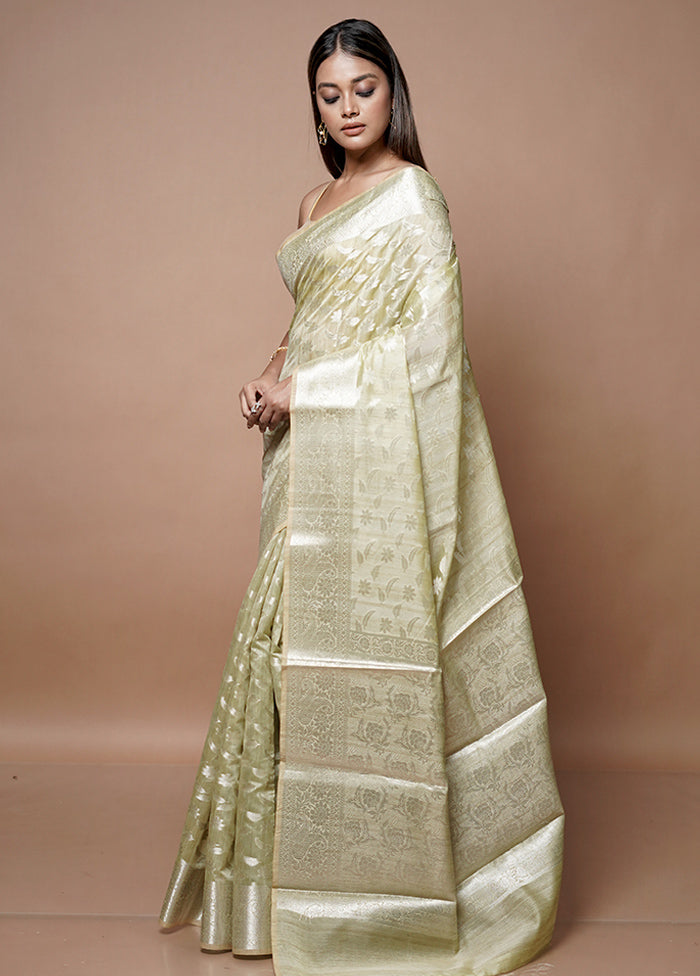 Cream Kora Silk Saree With Blouse Piece