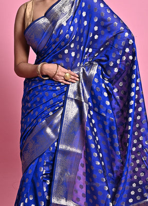 Blue Kora Silk Saree With Blouse Piece - Indian Silk House Agencies