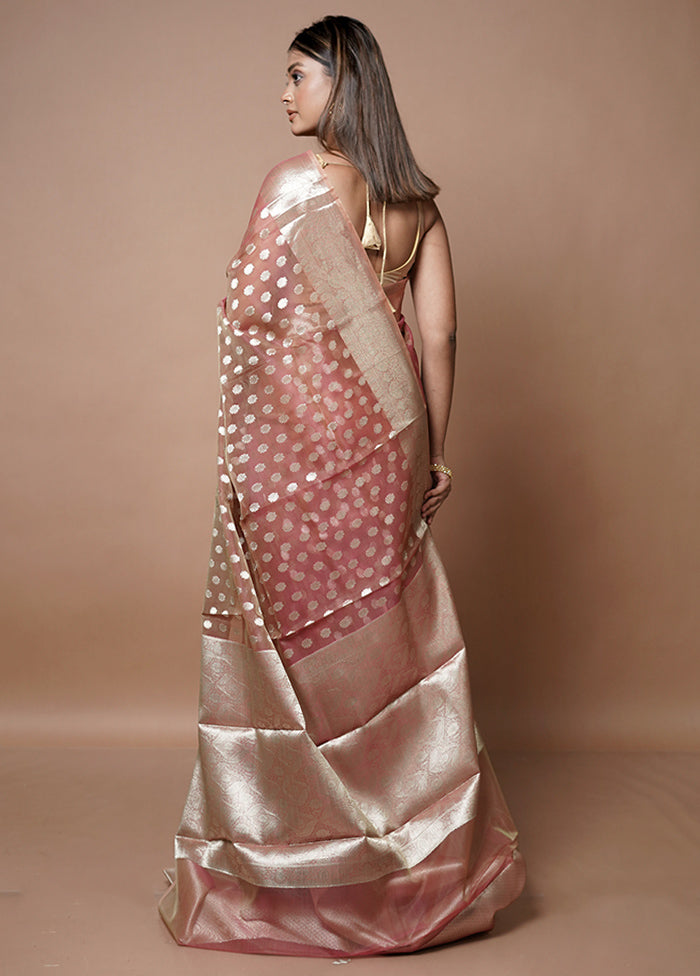 Pink Kora Silk Saree With Blouse Piece