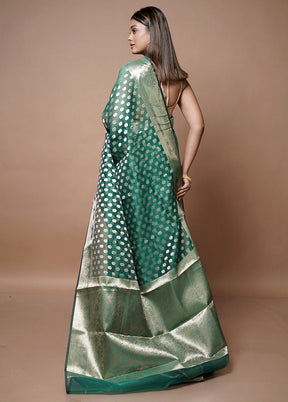 Green Kora Silk Saree With Blouse Piece