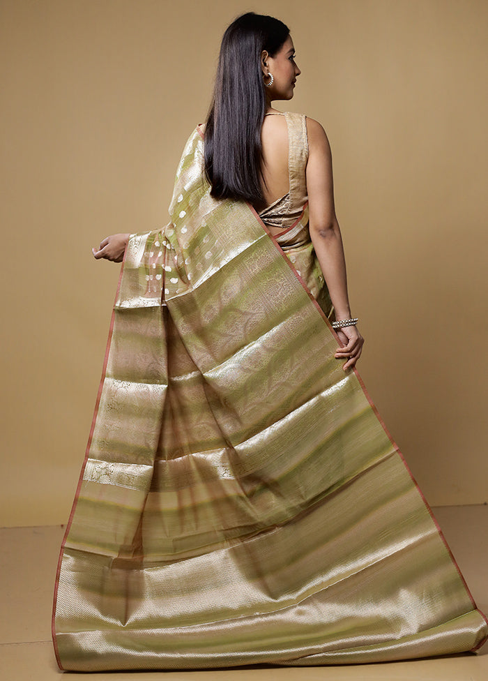 Cream Dupion Silk Saree With Blouse Piece