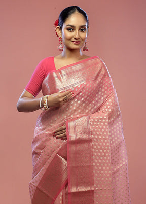 Pink Kora Silk Saree With Blouse Piece - Indian Silk House Agencies